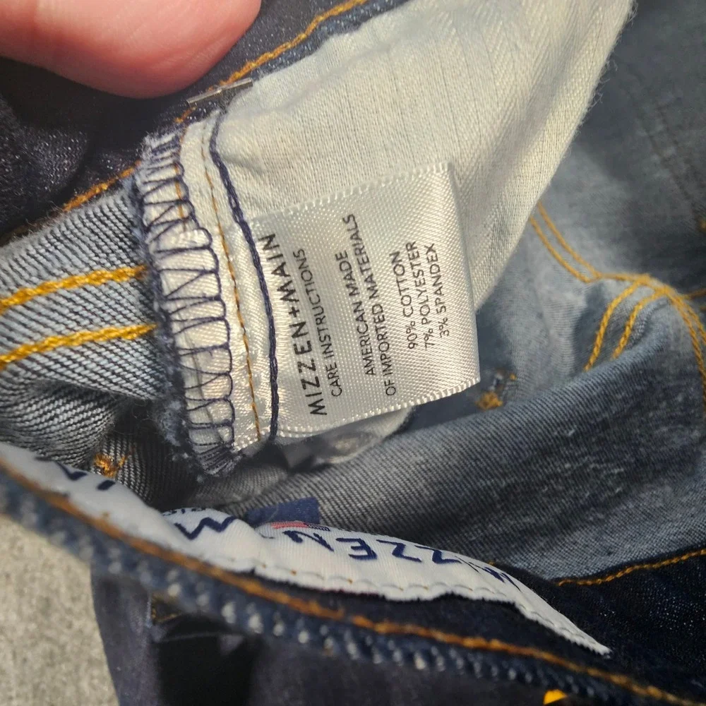 Mizzen+Main Mens Dark Wash Straight Leg Jeans Size 34 Made‎ in America